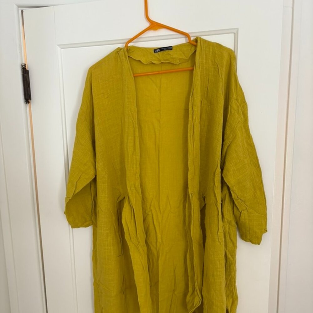 Zara Yellow Linen Blend Cover-up | Size M